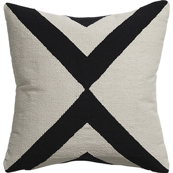 xbase 23" pillow with feather insert- White /Black - Image 0