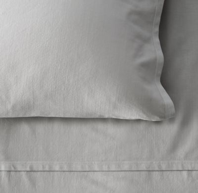 Garment-dyed Vintage Cotton Pillowcase-Grey - Image 0