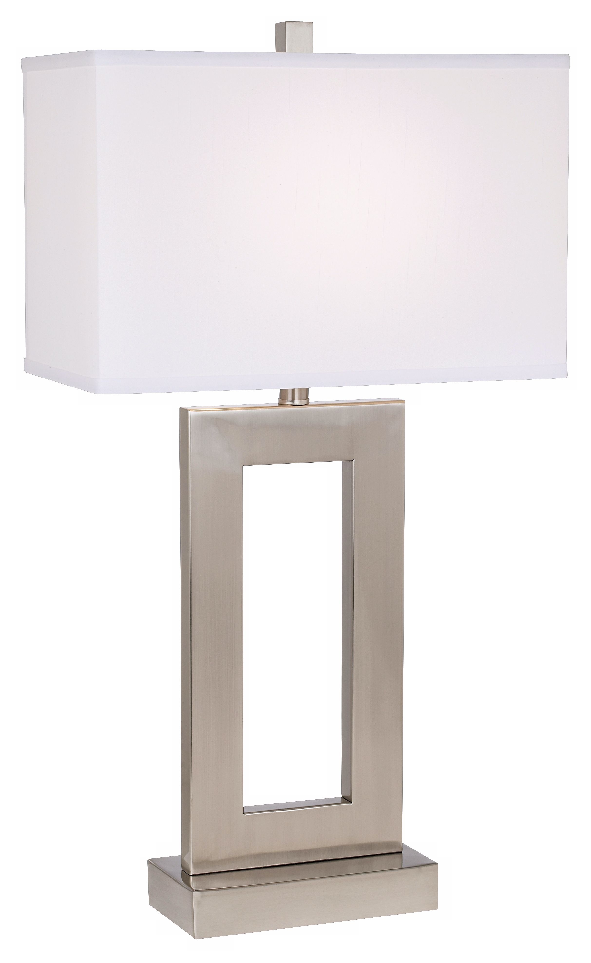 Brushed Steel Open Window Rectangular Table Lamp - Image 0