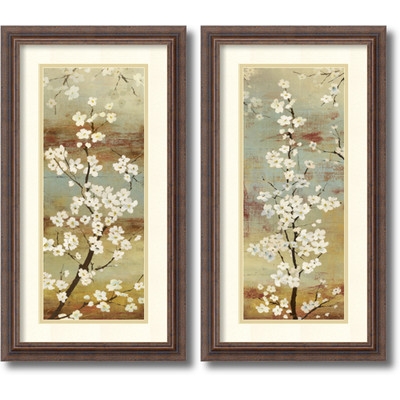 Asia Jensen 'Blossom Canopy- set of 2' Framed Art Print 14 x 26-inch Each - Image 0