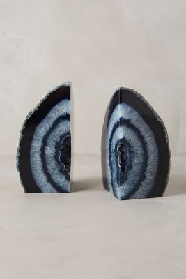 Hand-Cut Agate Bookends - Blue, Medium - Image 0