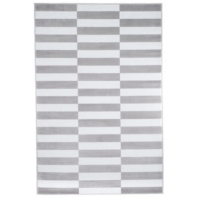 Gray & White Checkered Stripes Area Rug - Image 0