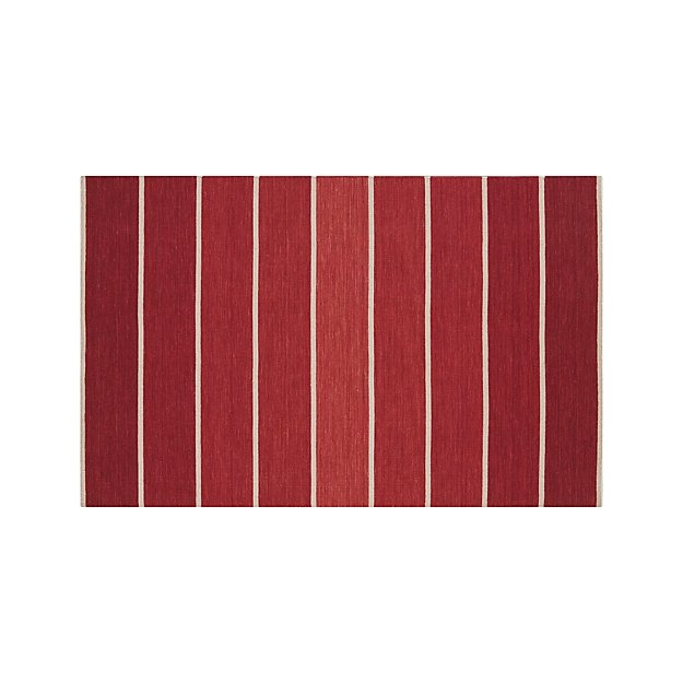 Bold Red Striped Wool-Blend Dhurrie 5'x8' Rug - Image 0