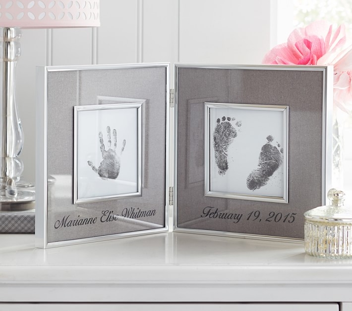 Silver & Gray Linen Handprint & Footprint Frame - Image 0