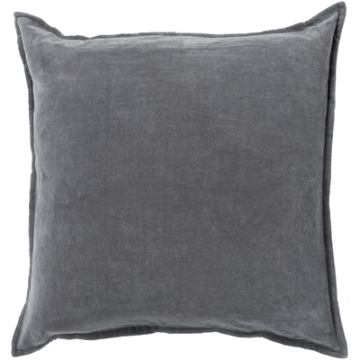 Askern Smooth Velvet Cotton Throw Pillow - Dark Gray - 18" x 18" - Polyester Insert - Image 0