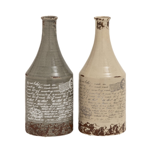 2 Piece Themed Classy Ceramic Vase Set - 16"H - Image 0