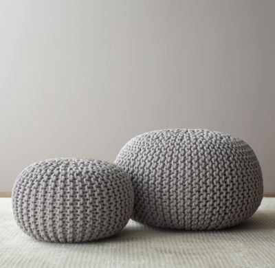 Metallic knit cotton pouf - Small - Image 0