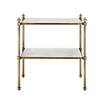 FINIAL BEDSIDE TABLE WITH WHITE SHELVES AND BRASS BASE - Image 0