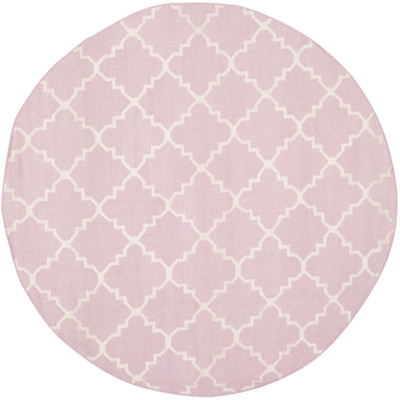 Dhurries Pink & Ivory Area Rug Square 6' - Image 0