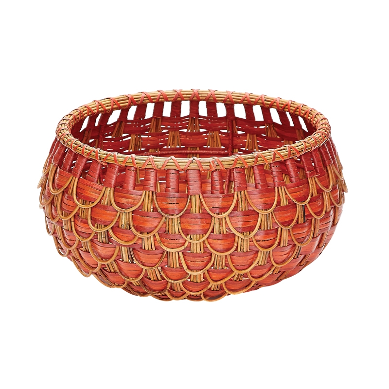 Small Fish Scale Basket In Red And Orange - Image 0