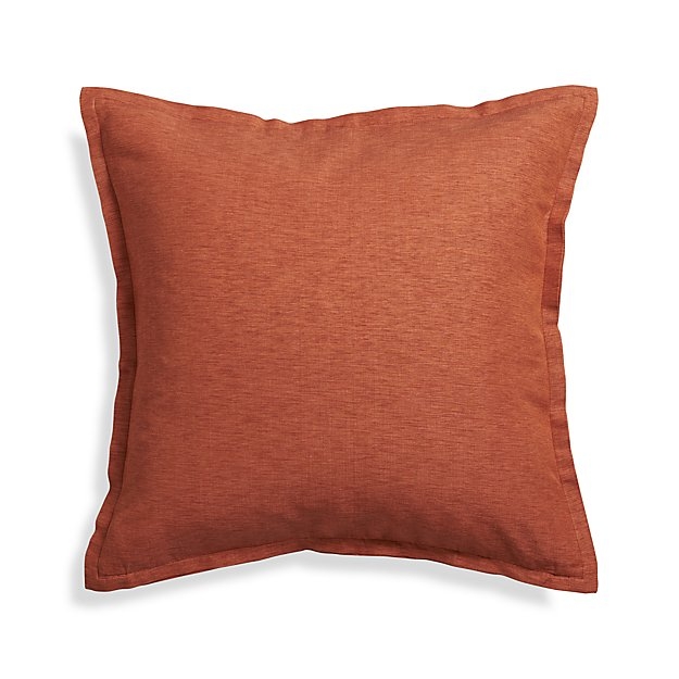Linden Copper Orange Pillow with Feather-Down Insert. 23" sq. - Image 0