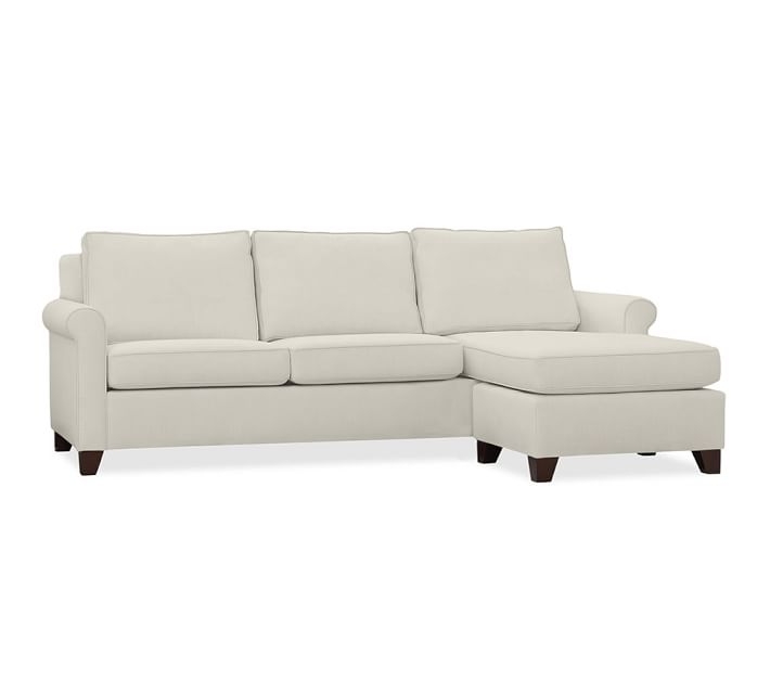 CAMERON ROLL ARM UPHOLSTERED 2-PIECE REVERSIBLE CHAISE SECTIONAL - Ivory - Image 0