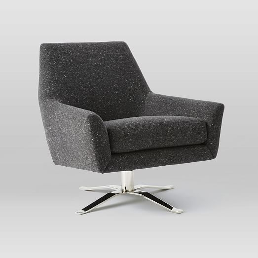 Lucas Swivel Base Chair - Asphalt (Tweed) - Image 0