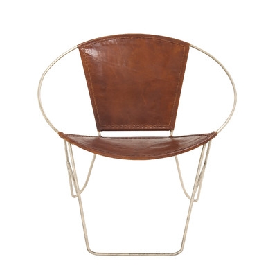 Woodland Imports Metal Leather Arm Chair - Image 0