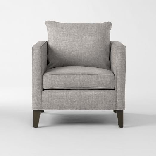 Dunham Down-Filled Armchair - Toss Back - Linen Weave, Platinum - Image 0
