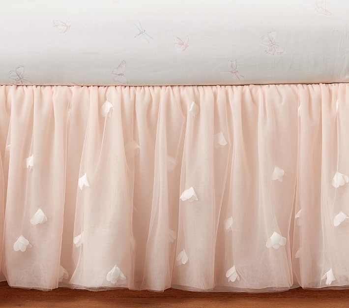 Monique Lhuillier Sateen Ethereal Butterfly Nursery Bedding- Crib Skirt - Image 0