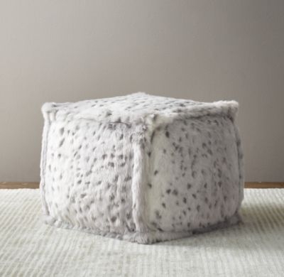 luxe faux fur square pouf - Image 0