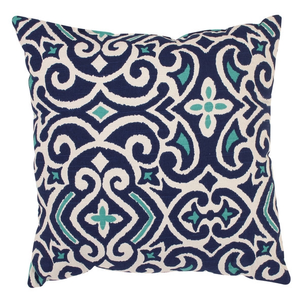 Pillow Perfect Blue/ White Damask Throw Pillow - 18" x 18" -Insert inculded - Image 0