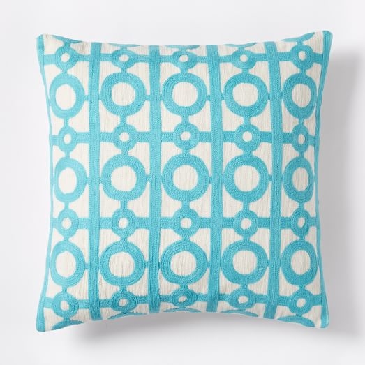 Crewel Circle Lattice Pillow Cover - 18"sq. - Insert not included - Image 0