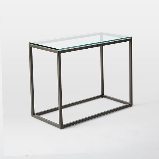 Box Frame Narrow Side Table - Glass/Antique Bronze - Image 0