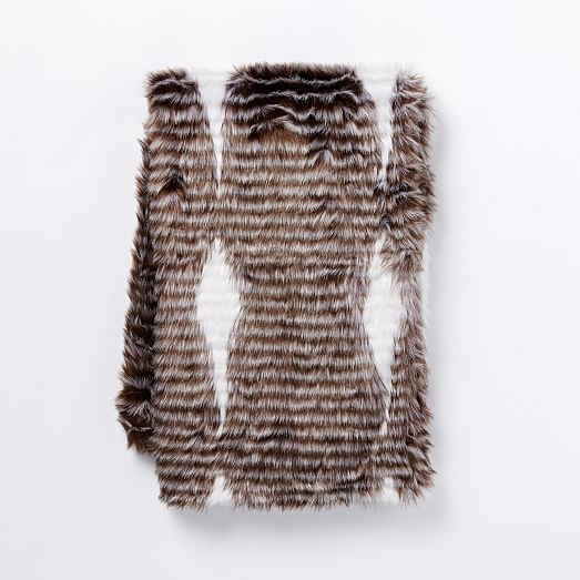 Faux Fur Spotted Stripe Throw - Image 0