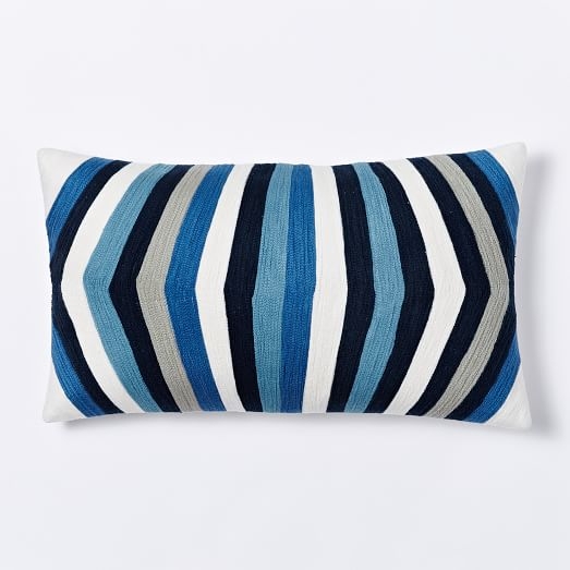 Crewel Optic Stripe Pillow Cover - 12"w x 21"l - Nightshade- Insert sold separately - Image 0