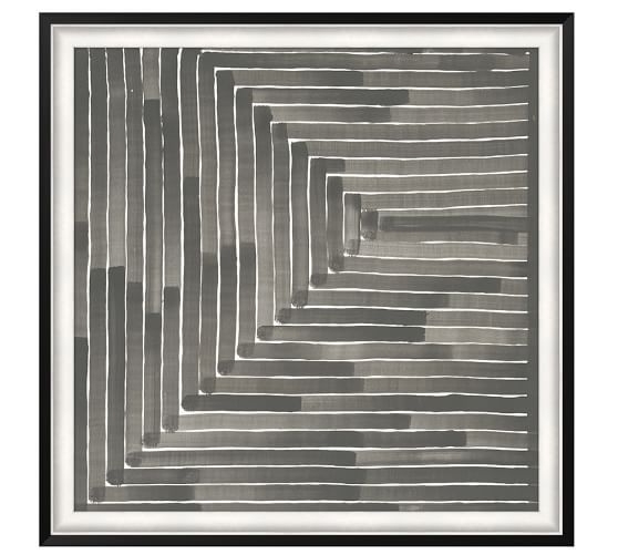Neutral Labyrinth Print - 45.5" wide x 45.5" high x 3" thick - Framed - Image 0