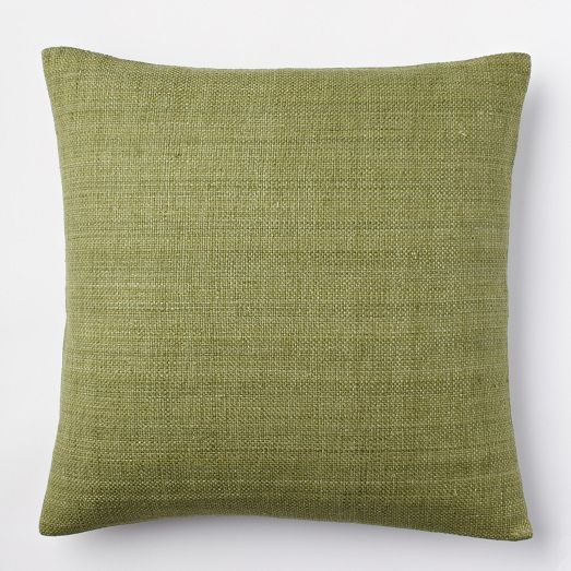 Solid Silk Hand-Loomed Pillow Cover - Green Tea - 20" square - Insert sold separately - Image 0