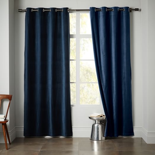 Velvet Grommet Curtain - Regal Blue - 48"w x 108" - Image 0