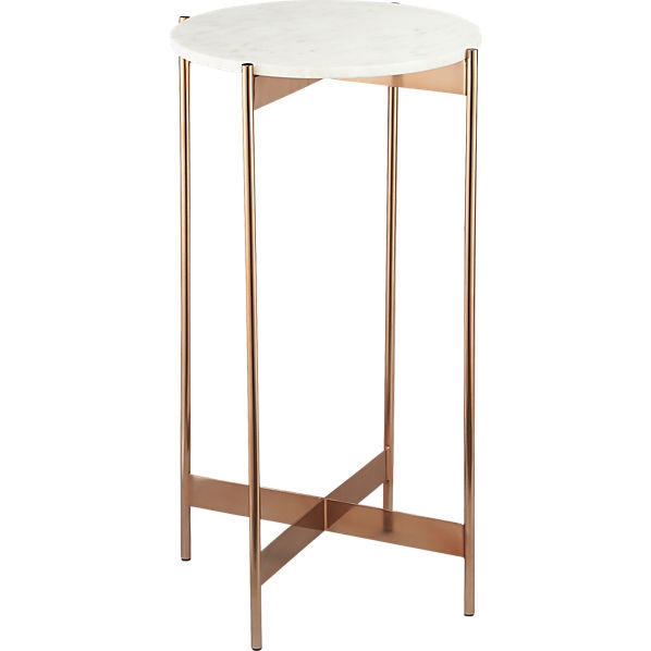 Marble-rose gold small pedestal table - Image 0