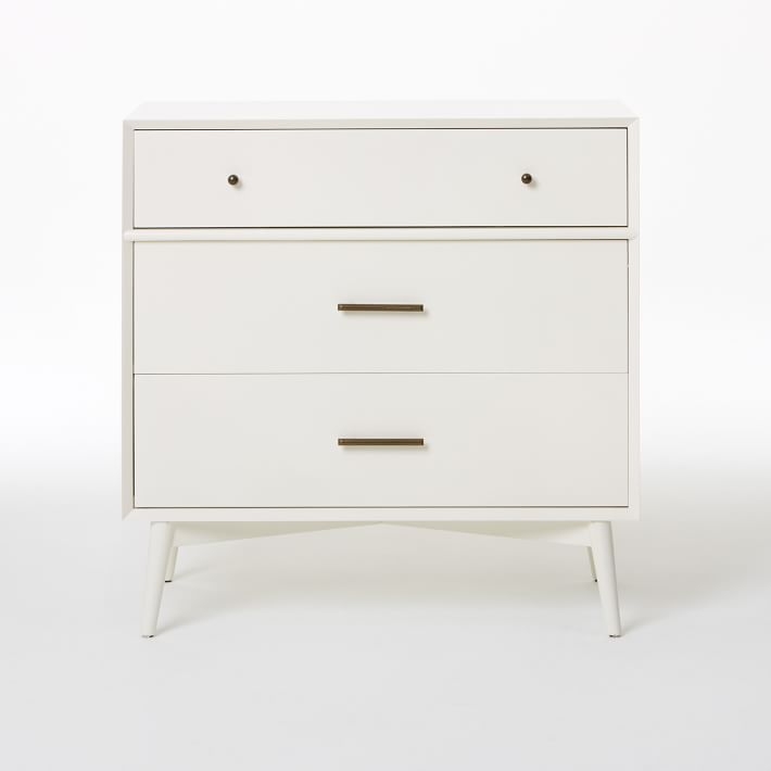 Mid-Century 3-Drawer Dresser - White - Image 0