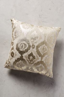 Metallic Ikat Pillow - 18" x 18" - Gold - Poly fill - Image 0