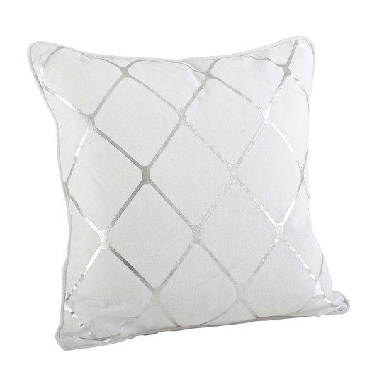 Greta Metallic Diamond Cotton Throw Pillow -20" - Down/Feather Insert - Image 0