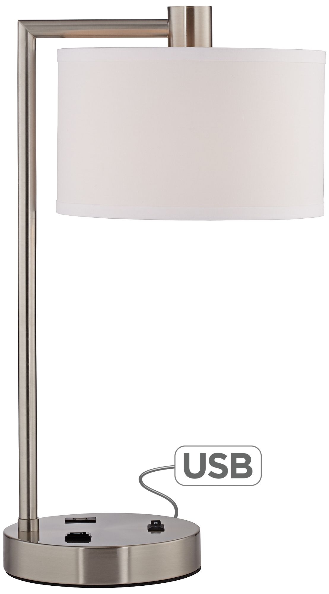 Colby Brushed Nickel Desk Lamp with Outlet and USB Port - Image 0