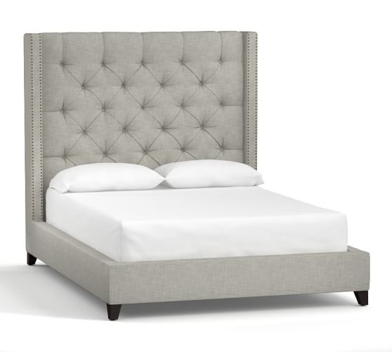 Harper Upholstered Tufted Queen Bed - Light Gray - Image 0