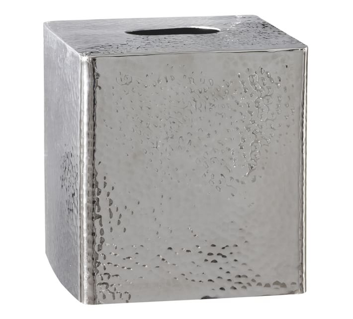 Hammered Nickel Bath Accessories -  Tissue Box Cover - Image 0