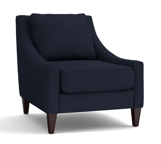 AIDEN UPHOLSTERED ARMCHAIR - Twill, Cadet Navy - Image 0