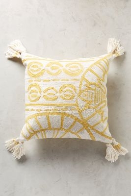 Rocio Embroidered Pillow, Yellow - 20â€x20â€ - Polyfill - Image 0