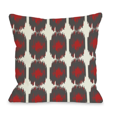 Payton Throw Pillow- 16x16 - Gray Red - With Insert - Image 0
