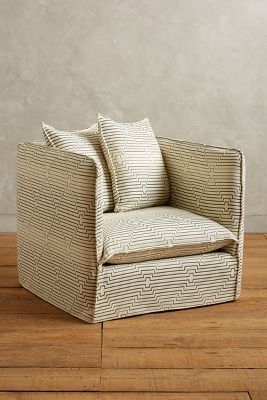 Striped Carlier Slipcover Armchair - Image 0