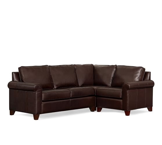 Cameron Roll Arm Leather 3-Piece Sectional with Corner - Image 0