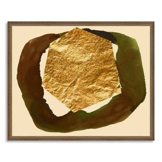 The Arts Capsule Ink Print - Abstract Earth-Olive + Gold-Framed - Image 0