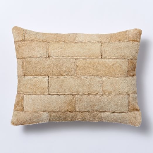 Cowhide Patchwork Pillow Cover - Subway Tile - 12x16 - Insert Sold Separately - Image 0