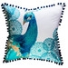 Diana Peacock Cotton Throw Pillow - Blue - 20" H x 20" W x 2" D - Cotton Fill - Image 0