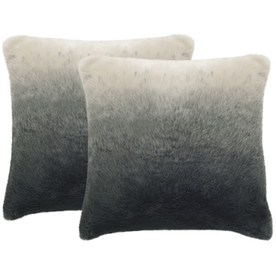 Ombre Throw Pillow- Set of 2- 20" H x 20" W x 2.5" D- Faded gray- Down/Feather insert - Image 0