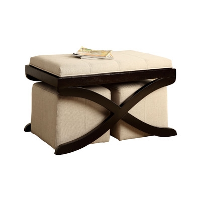 Elegant Upholstered 3 Piece Bench & Ottoman Set - Image 0
