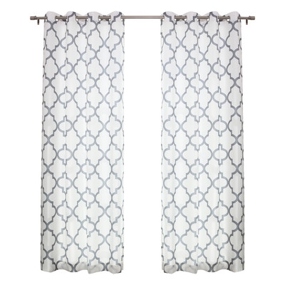 Oxford Basketweave Curtain Panel - Grey - 84"L x 52"W - Image 0