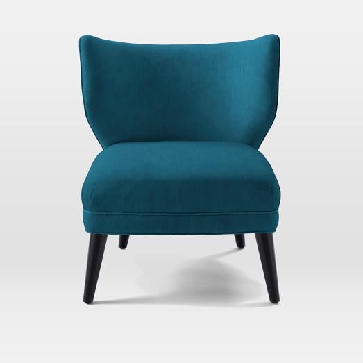 Retro Wing Chair - Luster Velvet, Celestial Blue - Image 0