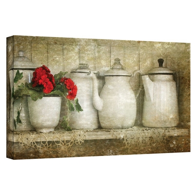 'Flower with Pots' Graphic Art on Canvas - 24"H x 48"W - Image 0