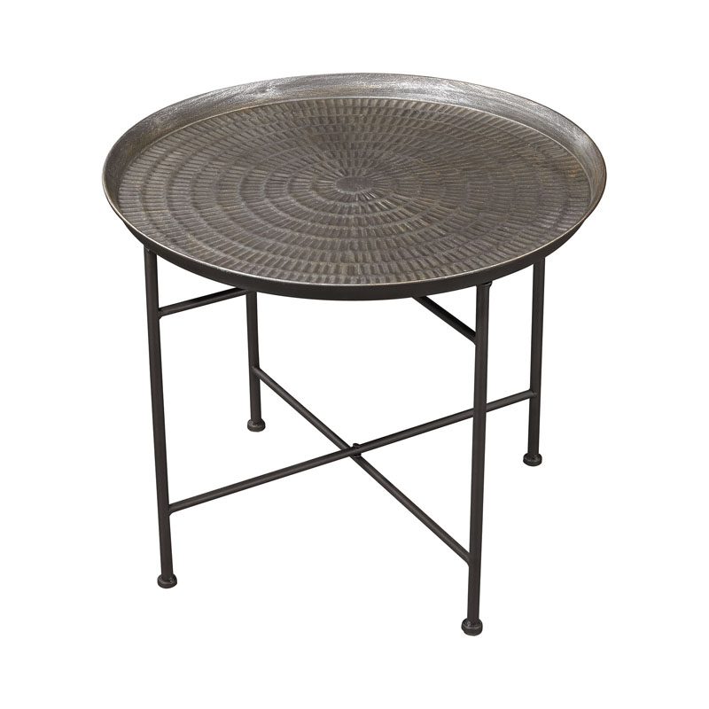 Embossed Pewter Accent Table - Image 0